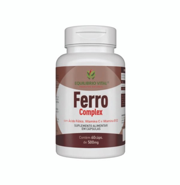 Ferro Complex *Quelato* Com Vit C, B9, B12 e Cobre 60 cápsulas Equilibrio